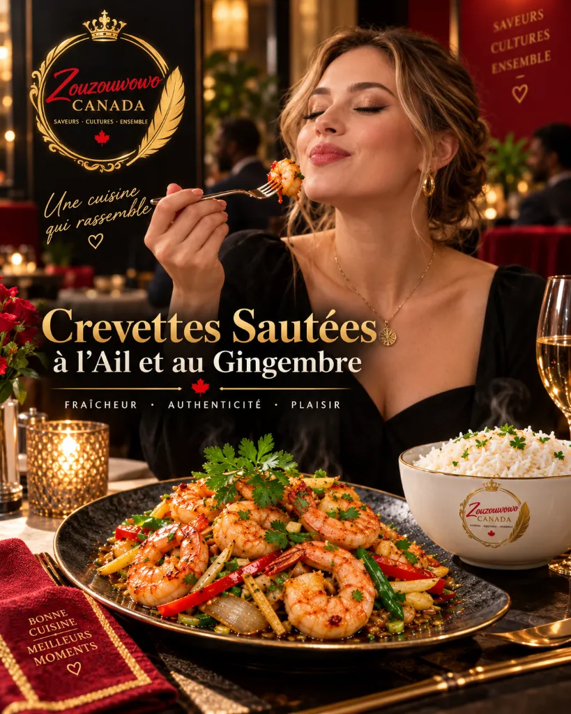 Crevettes Sautées à l'Ail et au Gingembre (Individuel)